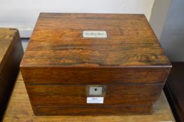 Victorian Walnut Vanity Box Inlaid with Mother of Pearl