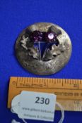 Silver & Amethyst Thistle Brooch - Glasgow 1954, approx 19g gross