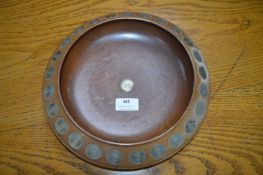 Turned Wooden Fruit Bowl Inlaid with Shillings by J. Beedie Dundee