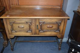 1930's Oak Sideboard Jacobean Panels & Barley Twist Legs