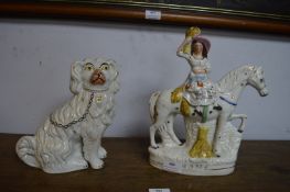 Two Staffordshire Flatbacks; One Spaniels and One Entitled 