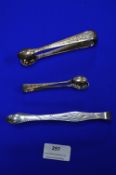 Three Silver Sugar Tongs