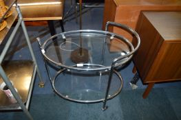 Glass Topped Chrome Oval Trolley