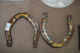 Pair of Hand Painted Victorian Romany Horseshoes