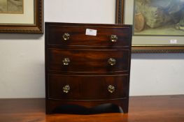 Victorian Miniature Bow Front Three Drawer Chest with Glass Knobs