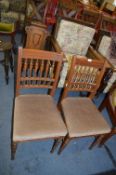 Pair of Beech Dining Chairs with Upholstered Seats and Turned & Reeded Backs