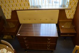 G-Plan Teak Effect Four Height Chest of Drawers and Bedhead