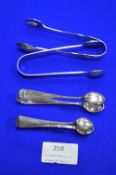 Four Small Silver Sugar Tongs
