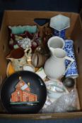 Assorted Pottery Items Including Staffordshire, Flatback Cottage, etc.
