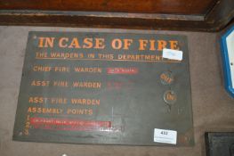Enamel on Brass Fire Warden Sign