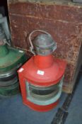 Red Painted Copper Portside Ship's Lamp
