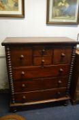 Victorian Mahogany Scotch Seven Drawer Chest with Bobbin Turned Details
