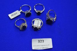Five Silver & Onyx Rings