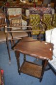 Edwardian Dark Oak Side Table on Barley Twist Legs, and a Towel Rail