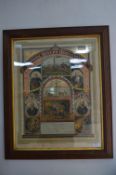 Framed Durham Miners Association Certificate 1872