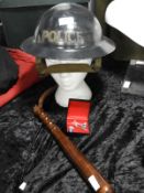War Time Police Helmet, Truncheon, Cufflinks, etc.