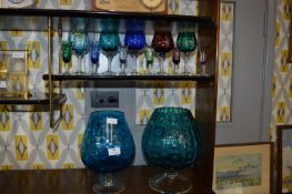 Coloured Glass Brandy Glasses, Liqueur Glass, etc.