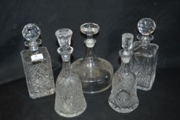 Five Cut Glass Decanters