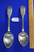 Pair of Silver Monogrammed Tablespoons - Newcastle 1802, Approx 126g total