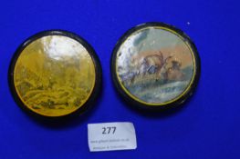 Paper Mache Snuff Box featuring a Mountain Scene
