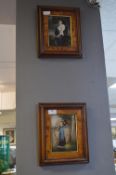 Two Framed Painted Porcelain Tiles - Classical Theme