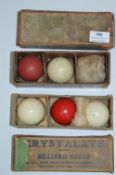 Two Boxes of Crystolite Billiard Balls by E.J. Riley Ltd