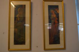 Pair of Edwardian Advertising Posters in Gilt Frames