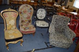 Four Upholstered Easy Chairs Including Two Nursing Chairs