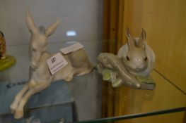 Two Lladro Figures; Donkey and a Rabbit