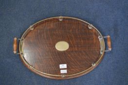 Oak Tray with Brass Fittings 