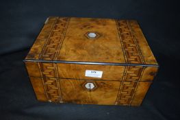 Victorian Sewing Box with Mother of Pearl Inlay and Original Key