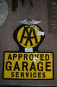 Cast Metal Painted AA Approved Garage Sign