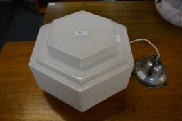 Art Deco Hexagonal White Glass Ceiling Light Shade
