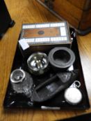 Tray Lot of Collectibles, Cribbage Board, etc.