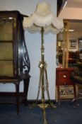 Ornate Brass Standard Lamp with Shade