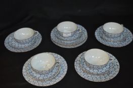 Part Japanese Blue & Gold Tea Set (17 Pieces)