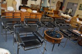 Six 1980's Habitat Black Leather & Chrome Chairs