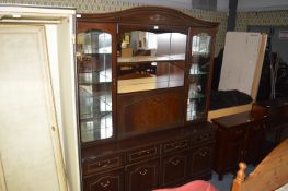 Mahogany Effect Mirror Back Wall Display Unit