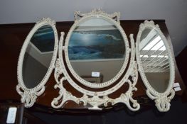 White & Gilt Triple Dressing Table Mirror