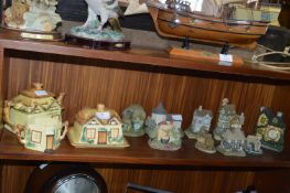 Model Cottages Including Teapots, Butter Dish, etc