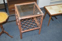 Glass Topped Bamboo Side Table
