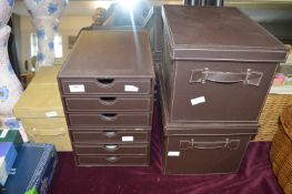 Quantity of Office Leather Effect Storage Boxes