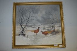 Oil on Board - Pheasants in the Winter