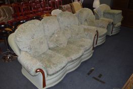 Green Dralon Upholstered Three Piece Suite with Ot