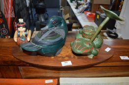 Carved Wooden Frog, Duck, etc.