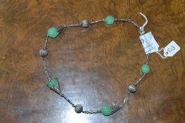 Ladies 925 Sterling Silver Necklace with Jade Effe