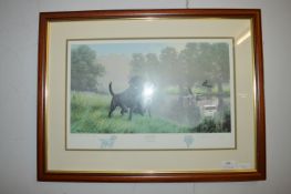 Hunting Print - Watersports Featuring Black Labrad