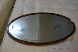 Inlaid Mahogany Oval Beveled Edge Mirror