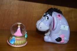 Disney Eeyore Money Box and Snow Globe