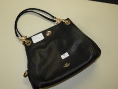 *Coach Turnlock Edie Black Leather Handbag